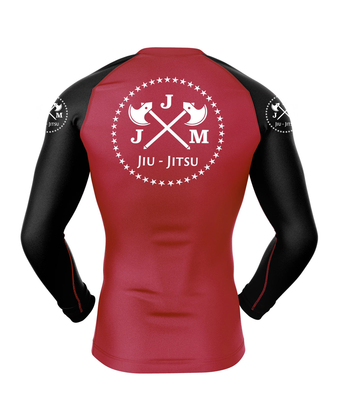 Jean Jacques Machado BJJ Rash Guard – Long Sleeve, Red with Black Sleeves